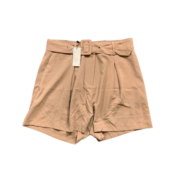Sugar Lips Shorts Womens M Medium Tan Supreme Front Buckle Belt Pleated Wide Leg - Picture 1 of 11